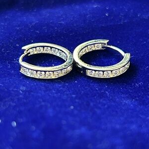Moissanite Diamond huggie Hoop Earrings